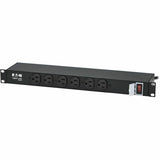 Eaton Tripp Lite Series 1U Rack-Mount Power Strip, 120V, 15A, 5-15P, 12 Outlets (6 Front-Facing, 6-Rear-Facing), 15 ft. (4.57 m) Cord — RS-1215