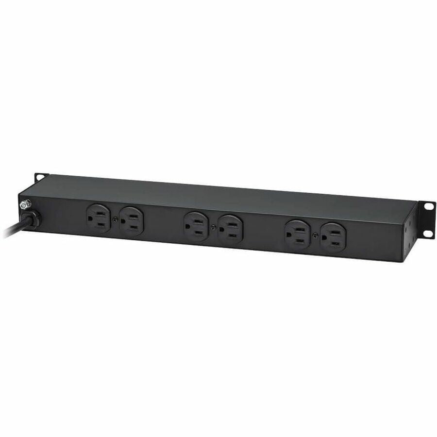 Eaton Tripp Lite Series 1U Rack-Mount Power Strip, 120V, 15A, 5-15P, 12 Outlets (6 Front-Facing, 6-Rear-Facing), 15 ft. (4.57 m) Cord — RS-1215