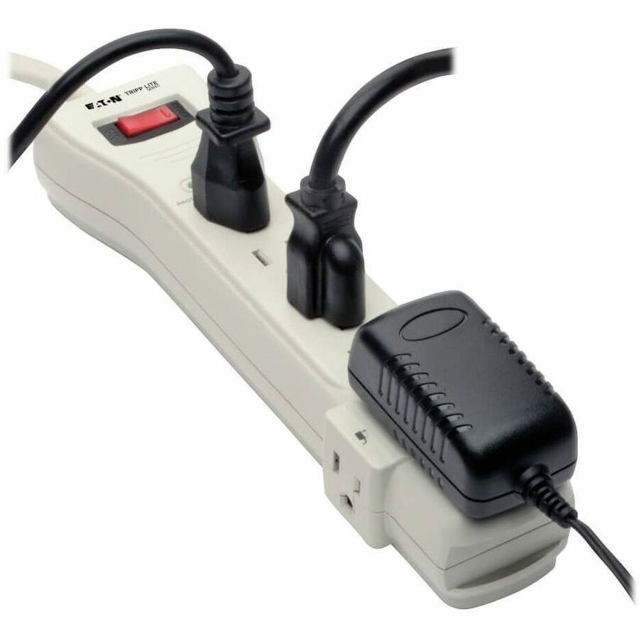 Eaton Tripp Lite Series Protect It! 7-Outlet Surge Protector, 7 ft. Cord with Right-Angle Plug, 2160 Joules, Diagnostic LEDs, Light Gray Housing — SUPER7