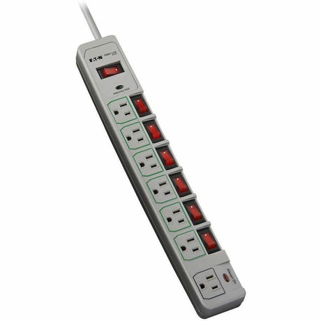 Eaton Tripp Lite Series Eco-Surge 7-Outlet Surge Protector, 6 ft. (1.83 m) Cord, 1080 Joules, Individually-Controlled — TLP76MSG