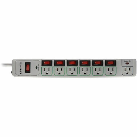 Eaton Tripp Lite Series Eco-Surge 7-Outlet Surge Protector, 6 ft. (1.83 m) Cord, 1080 Joules, Individually-Controlled — TLP76MSG