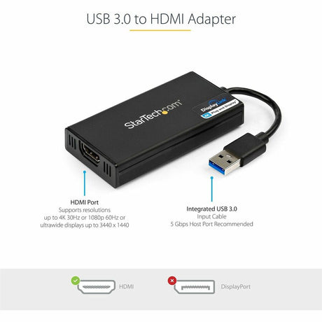 StarTech.com USB 3.0 to HDMI Adapter, 4K 30Hz UHD, USB to HDMI Display Adapter, External Video/Graphics Card for Mac & Windows — USB32HD4K