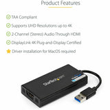StarTech.com USB 3.0 to HDMI Adapter, 4K 30Hz UHD, USB to HDMI Display Adapter, External Video/Graphics Card for Mac & Windows — USB32HD4K