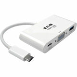 Eaton Tripp Lite Series USB-C to VGA Adapter with USB 3.x (5Gbps) Hub Ports and 60W PD Charging, White — U444-06N-VU-C