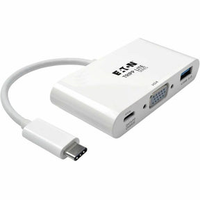 Eaton Tripp Lite Series USB-C to VGA Adapter with USB 3.x (5Gbps) Hub Ports and 60W PD Charging, White — U444-06N-VU-C