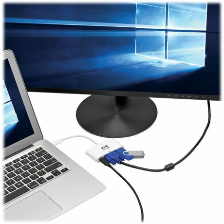 Eaton Tripp Lite Series USB-C to VGA Adapter with USB 3.x (5Gbps) Hub Ports and 60W PD Charging, White — U444-06N-VU-C