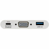 Eaton Tripp Lite Series USB-C to VGA Adapter with USB 3.x (5Gbps) Hub Ports and 60W PD Charging, White — U444-06N-VU-C