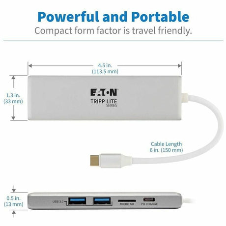 Eaton Tripp Lite Series USB-C Dock - 4K HDMI, USB 3.x (5Gbps), USB-A Hub Ports, Memory Card, 60W PD Charging — U442-DOCK10-S