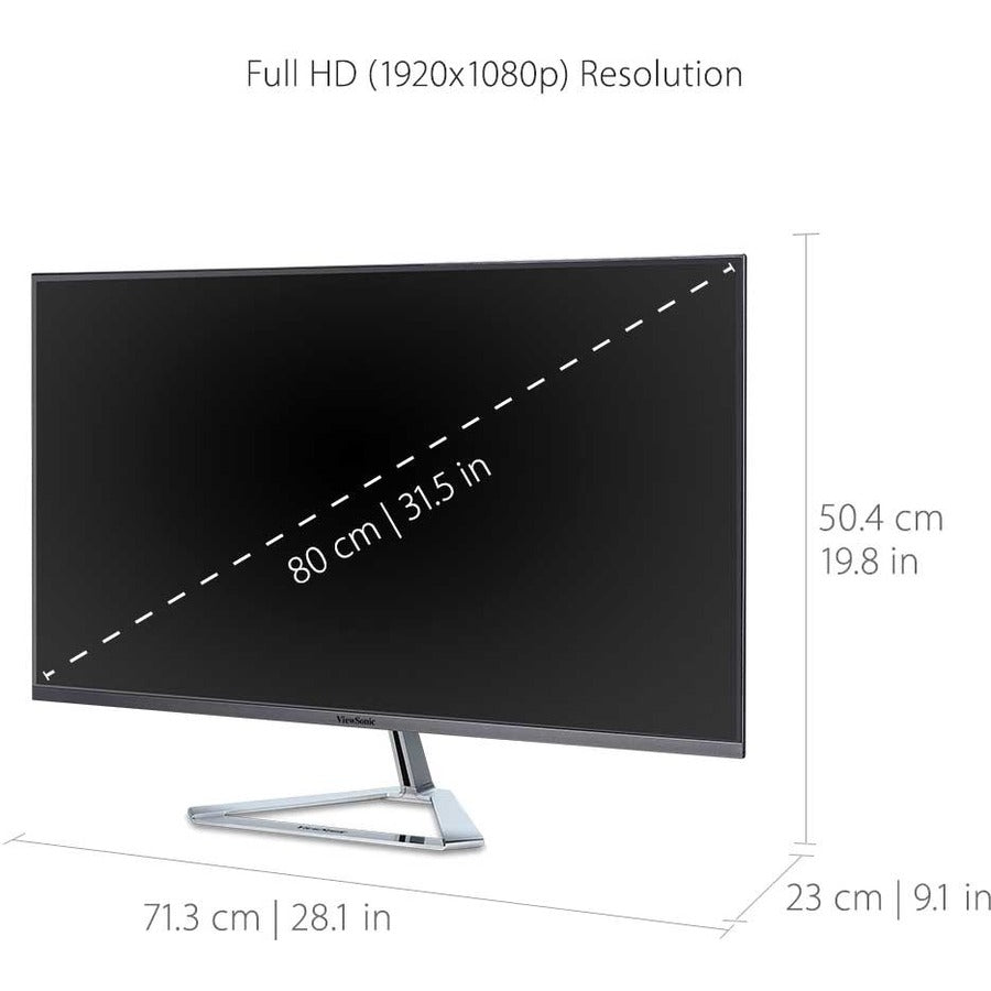 ViewSonic VX3276-MHD 32 Inch 1080p Widescreen IPS Monitor with Ultra-Thin Bezels, Screen Split Capability HDMI and DisplayPort — VX3276-MHD