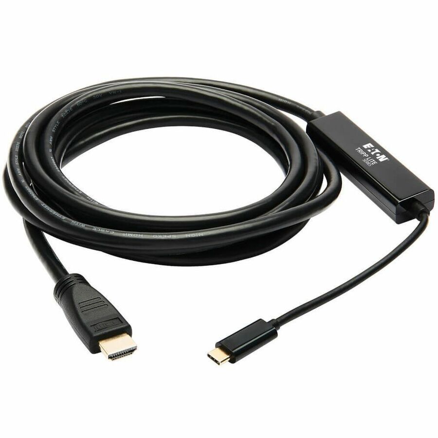Eaton Tripp Lite Series USB-C to HDMI Active Adapter Cable (M/M), 4K 60 Hz, 4:4:4, HDCP 2.2, Mid-Cable Adapter, Black, 10 ft. (3.1 m) — U444-010-H4K6BM