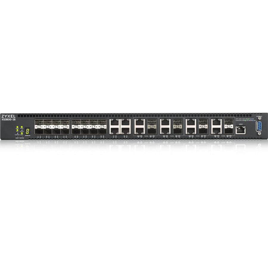 ZYXEL XS3800-28 24-port 10G Multi-Gigabit L3 Managed Aggregation Switch with 16 SFP+ 10G Ports, 8 10G Combo (SFP+/RJ-45) Ports and 4 10G Ethernet Ports — XS3800-28