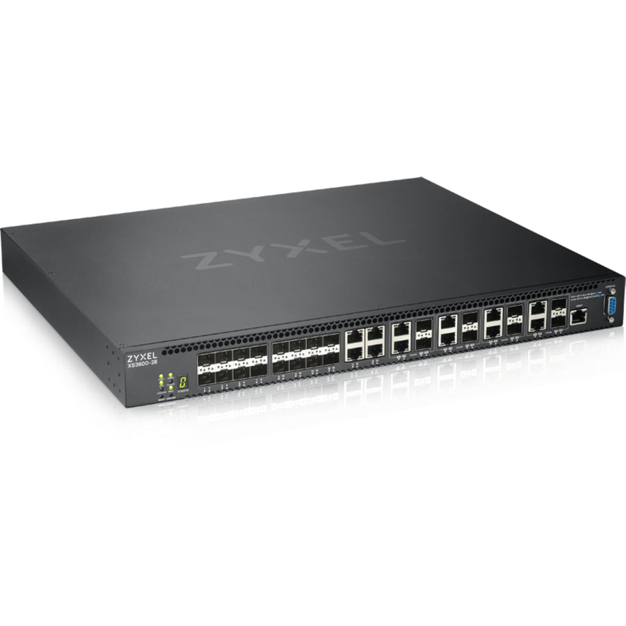 ZYXEL XS3800-28 24-port 10G Multi-Gigabit L3 Managed Aggregation Switch with 16 SFP+ 10G Ports, 8 10G Combo (SFP+/RJ-45) Ports and 4 10G Ethernet Ports — XS3800-28