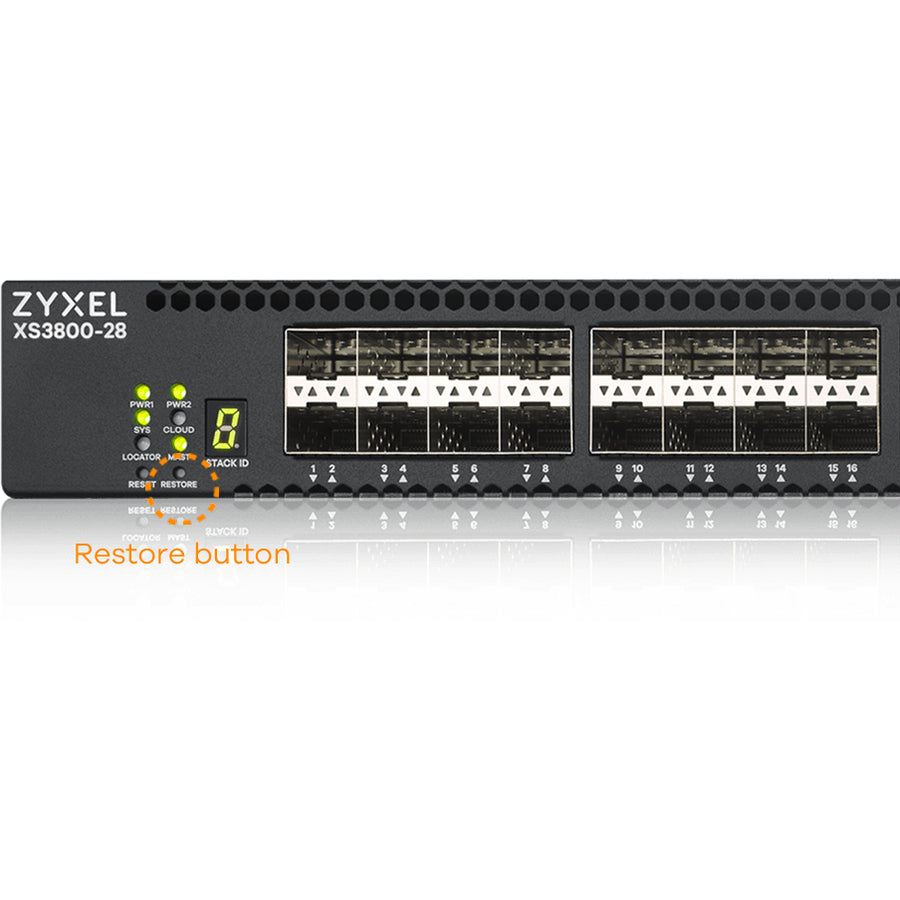 ZYXEL XS3800-28 24-port 10G Multi-Gigabit L3 Managed Aggregation Switch with 16 SFP+ 10G Ports, 8 10G Combo (SFP+/RJ-45) Ports and 4 10G Ethernet Ports — XS3800-28