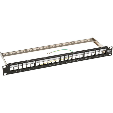 Eaton Tripp Lite Series 24-Port 1U Rack-Mount Shielded Blank Keystone/Multimedia Patch Panel, RJ45 Ethernet, USB, HDMI, Cat5e/6 — N062-024-KJ-SH