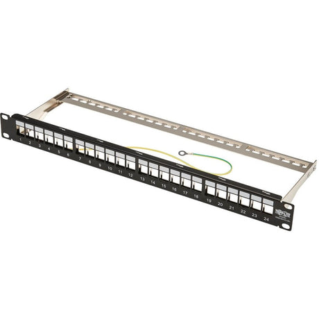 Eaton Tripp Lite Series 24-Port 1U Rack-Mount Shielded Blank Keystone/Multimedia Patch Panel, RJ45 Ethernet, USB, HDMI, Cat5e/6 — N062-024-KJ-SH