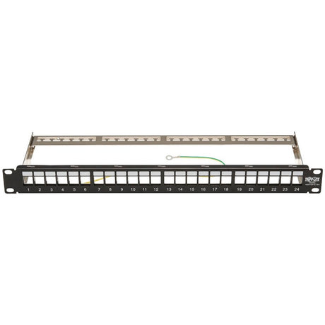 Eaton Tripp Lite Series 24-Port 1U Rack-Mount Shielded Blank Keystone/Multimedia Patch Panel, RJ45 Ethernet, USB, HDMI, Cat5e/6 — N062-024-KJ-SH