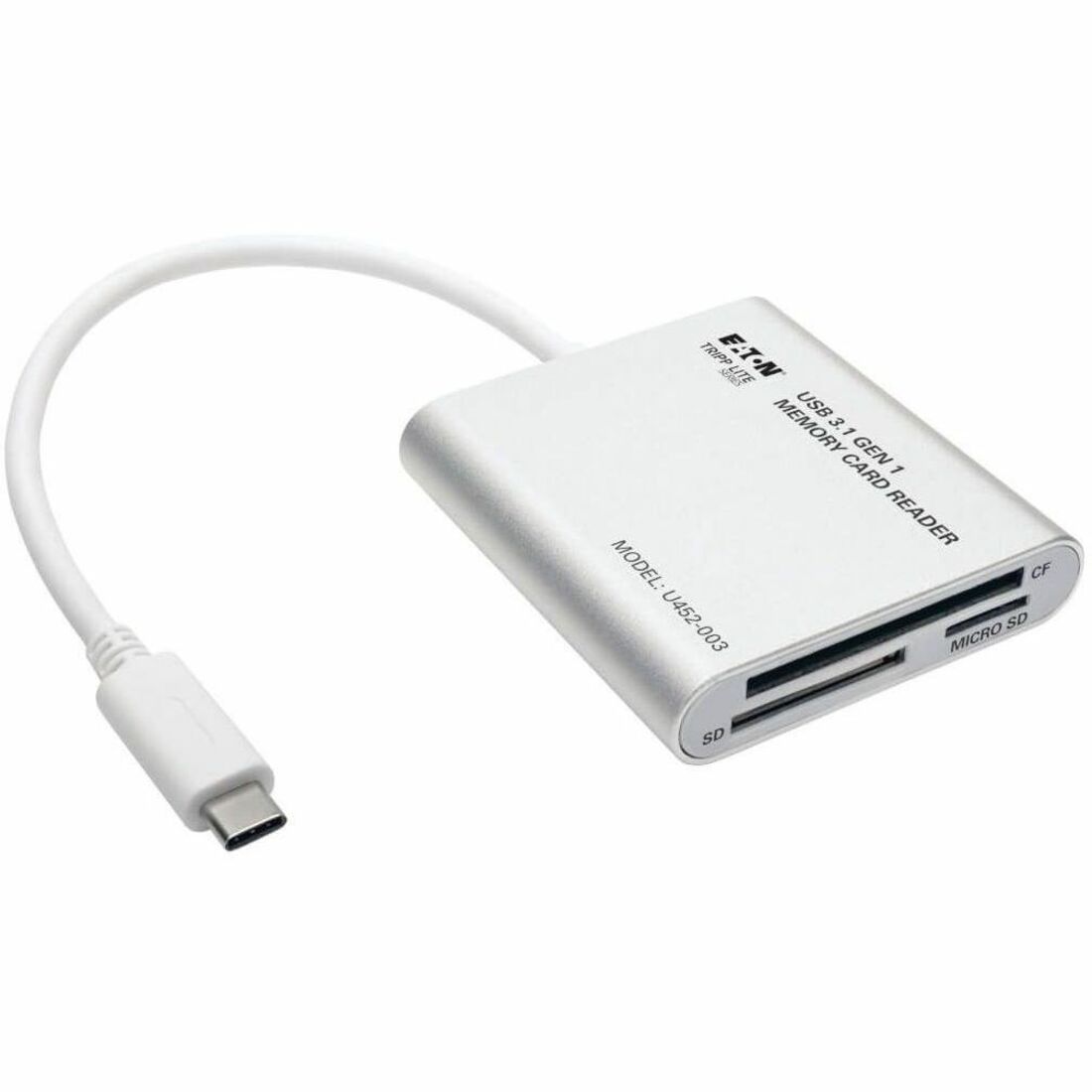 Eaton Tripp Lite Series USB 3.1 Gen 1 USB-C Multi-Drive Smart-Card Flash-Memory Media Reader/Writer, Thunderbolt&trade; 3 Compatible — U452-003