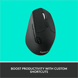 Logitech M720 Triathlon Multi-Device Wireless Mouse, Bluetooth, USB Unifying Receiver, 1000 DPI, 8 Buttons, Black — 910-004790