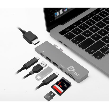 SIIG Thunderbolt 3 USB-C Hub HDMI with Card Reader & PD Adapter - Space Gray — JU-TB0512-S1