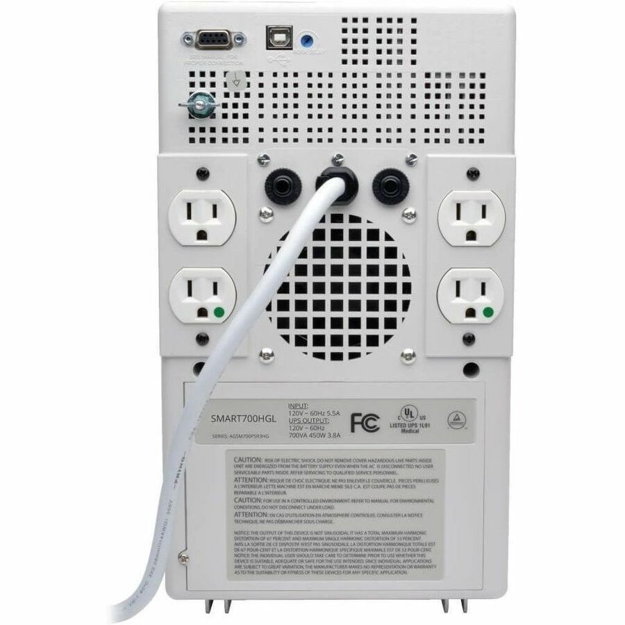 Eaton Tripp Lite Series SmartPro 120V 700VA 450W Medical-Grade Line-Interactive Tower UPS with 4 Outlets, Full Isolation, USB, Lithium Battery — SMART700HGL