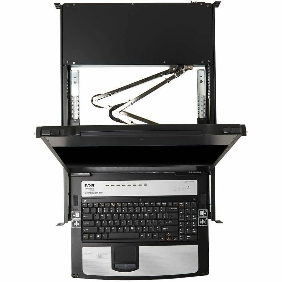 Eaton Tripp Lite Series NetDirector 8-Port DisplayPort KVM Switch Console with 17 in. LCD, IP Remote Access, Dual Rail, 1U Rack-Mount, TAA — B030-DP08-17DIP
