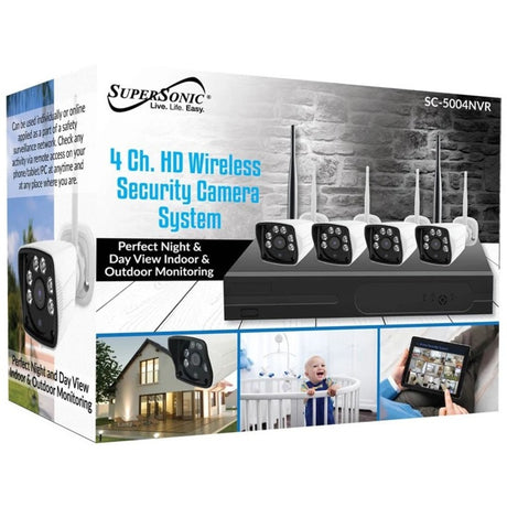 Supersonic Wireless Security Camera System with 4x FHD Indoor/Outdoor Cameras — SC-5004NVR