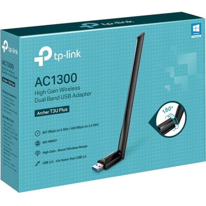 TP-Link Archer T3U Plus - IEEE 802.11ac Dual Band Wi-Fi Adapter for Desktop Computer/Notebook — Archer T3U Plus