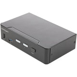 StarTech.com 2 Port HDMI KVM Switch 4K 60Hz UHD HDR, HDMI 2.0 Single Monitor, 2 Port USB 3.0 Hub, 4x USB HID, Audio, Hotkey Switching, TAA — SV231HU34K6