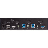 StarTech.com 2 Port HDMI KVM Switch 4K 60Hz UHD HDR, HDMI 2.0 Single Monitor, 2 Port USB 3.0 Hub, 4x USB HID, Audio, Hotkey Switching, TAA — SV231HU34K6