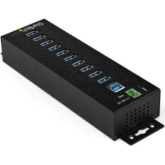 StarTech.com 10 Port USB Hub w/ Power Adapter - Metal Industrial USB 3.0 Data Hub - Din Rail, Wall & Desk Mount USB 3.2 Gen 1 5Gbps Hub — HB30A10AME