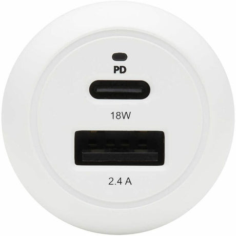 Eaton Tripp Lite Series Dual-Port USB Car Charger - 30W PD Charging, USB-C (18W) & USB-A (12W), USB-C to Lightning Cable, White — U280-C02-30W-K