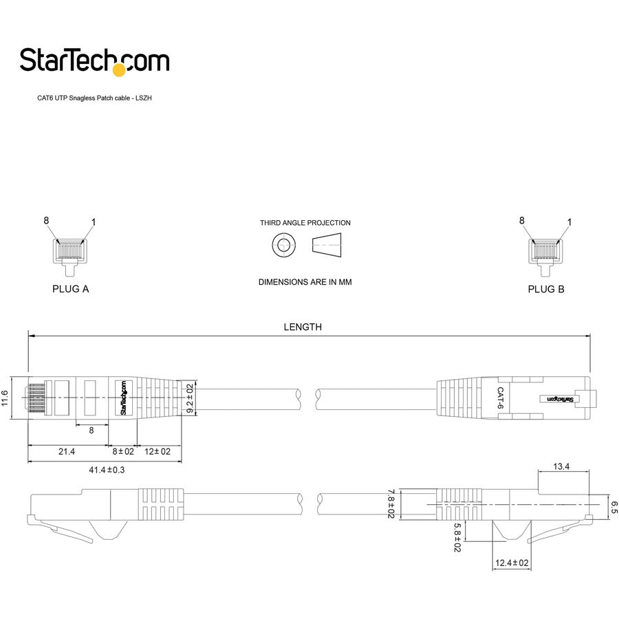 StarTech.com 25ft (7.6m) CAT6 Ethernet Cable, LSZH (Low Smoke Zero Halogen) 10 GbE Snagless 100W PoE UTP RJ45 Black Network Patch Cord ETL — N6LPATCH25BK