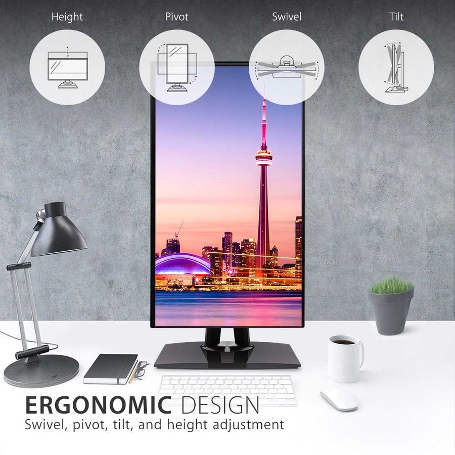 ViewSonic VP2768a 27-Inch IPS 1440p Monitor with Advanced Ergonomics, 100% sRGB Rec 709, 14-bit 3D LUT, Eye Care, 90W USB C, RJ45, HDMI, Daisy Chain for Home and Office — VP2768A