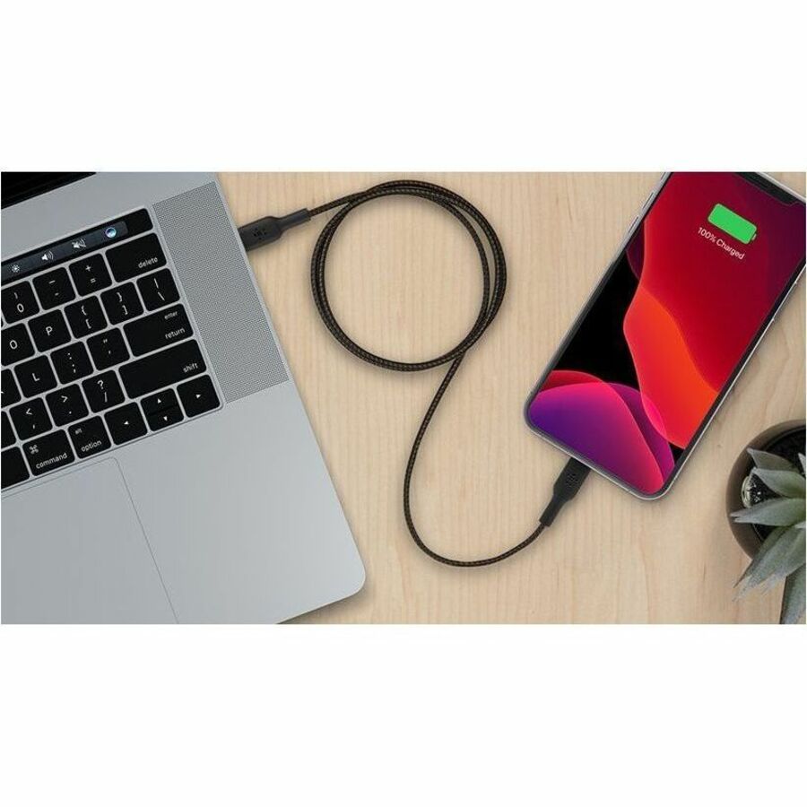 Belkin 30W USB-C to Lightning Cable - Nylon, Braided - M/M - 2m/6.6ft - Black — CAA004bt2MBK