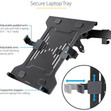 StarTech.com VESA Laptop Tray, Adjustable Monitor Arm Laptop Tray, Secures Notebooks up to 4.5kg (9.9lb), 75x75 & 100x100 VESA, Ventilated — LAPTOP-ARM-TRAY