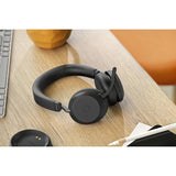 Jabra Evolve2 75 Wireless On-ear Stereo Headset - USB-A - Unified Communication - With Charging Stand - Black - Binaural - Ear-cup - 3000 cm - Bluetooth - 20 Hz to 20 kHz - MEMS Technology Microphone - Noise Cancelling — 27599-989-989
