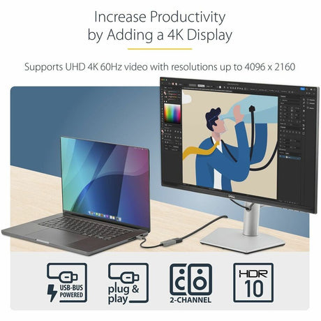 StarTech.com USB C to HDMI Adapter Dongle, 4K 60Hz, HDR10, USB-C to HDMI 2.0b Converter, USB Type-C DP Alt Mode to HDMI Monitor/Display — USBC-HDMI-CDP2HD4K60