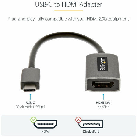 StarTech.com USB C to HDMI Adapter Dongle, 4K 60Hz, HDR10, USB-C to HDMI 2.0b Converter, USB Type-C DP Alt Mode to HDMI Monitor/Display — USBC-HDMI-CDP2HD4K60