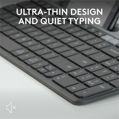 Logitech K585 Multi-Device Slim Wireless Keyboard, Built-in Cradle for device, Bluetooth/Receiver, Easy Switch, Graphite — 920-011479
