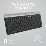 Logitech K585 Multi-Device Slim Wireless Keyboard, Built-in Cradle for device, Bluetooth/Receiver, Easy Switch, Graphite — 920-011479