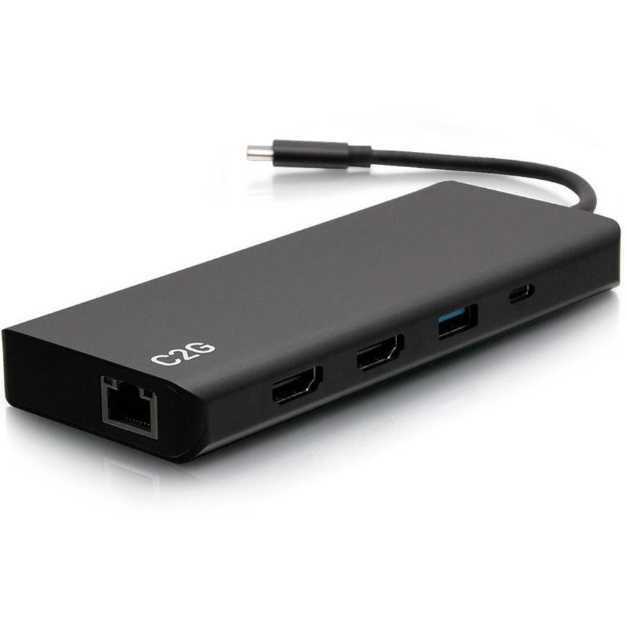 C2G USB-C 9-in-1 Dual Display Docking Station - 60W Power Supply, HDMI, Ethernet, USB, 3.5mm Audio and Power Delivery - 4K 30Hz — C2G54487