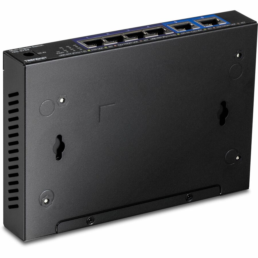 TRENDnet 6-Port 10G Switch, 4 x 2.5G RJ-45 Base-T Ports, TEG-S762, 2 x 10G RJ-45 Ports, 60Gbps Switching Capacity, Wall Mountable, Ethernet Splitter, NDAA & TAA Compliant, Lifetime Protection, Black — TEG-S762