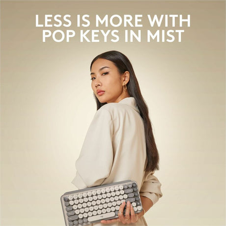 Logitech POP Keys Mechanical Wireless Keyboard with Customizable Emoji Keys, Compact Design, Bluetooth, Mist — 920-011232