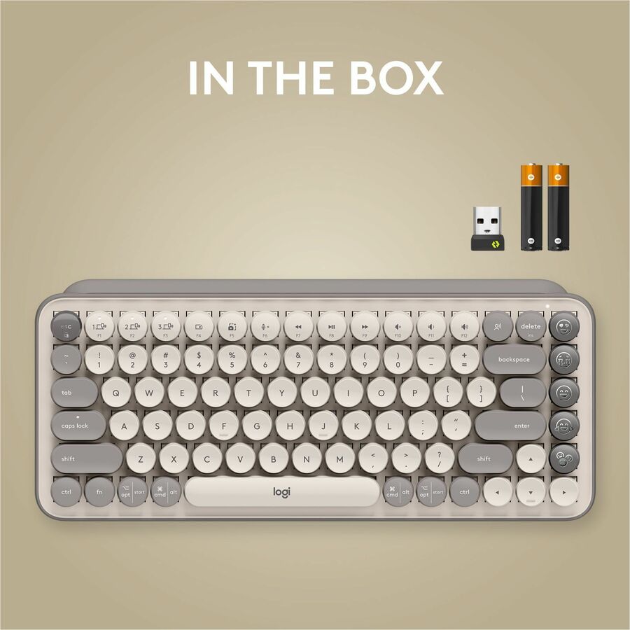 Logitech POP Keys Mechanical Wireless Keyboard with Customizable Emoji Keys, Compact Design, Bluetooth, Mist — 920-011232
