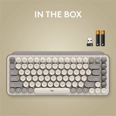 Logitech POP Keys Mechanical Wireless Keyboard with Customizable Emoji Keys, Compact Design, Bluetooth, Mist — 920-011232
