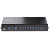 StarTech.com 16-Port Industrial USB 3.0 Hub 5Gbps, Mountable, Terminal Block Power Up to 120W Shared, USB Charging, Dual-Host Hub/Switch — 5G16AINDS-USB-A-HUB