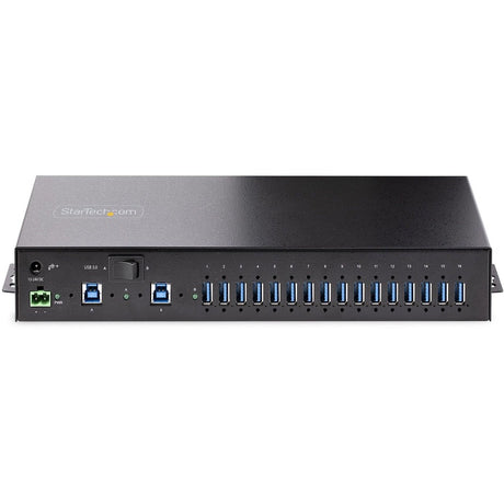 StarTech.com 16-Port Industrial USB 3.0 Hub 5Gbps, Mountable, Terminal Block Power Up to 120W Shared, USB Charging, Dual-Host Hub/Switch — 5G16AINDS-USB-A-HUB