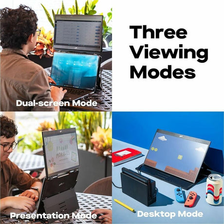 Duex Float Mobile Pixels 15.6" Stacked Portable Screens, Full HD IPS 1080P Touchscreen Monitor with Built-in Kickstand, USB Type-C/HDMI Plug and Play, Support Windows/Mac/Android/ChromeOS/Switch — 101-1011P01