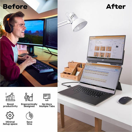 Duex Float Mobile Pixels 15.6" Stacked Portable Screens, Full HD IPS 1080P Touchscreen Monitor with Built-in Kickstand, USB Type-C/HDMI Plug and Play, Support Windows/Mac/Android/ChromeOS/Switch — 101-1011P01
