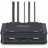 StarTech.com 2-Port Hybrid USB-C DisplayPort Cable KVM Switch, 4K 60Hz, Compact KVM with 6ft/1.8m USB-A & 4ft/1.2m USB-C Integrated Cables — C2-D46-UAC-CBL-KVM